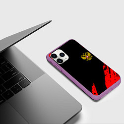Чехол iPhone 11 Pro матовый Россия герб краски красные, цвет: 3D-фиолетовый — фото 2