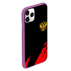 Чехол iPhone 11 Pro матовый Россия герб краски красные, цвет: 3D-фиолетовый — фото 2