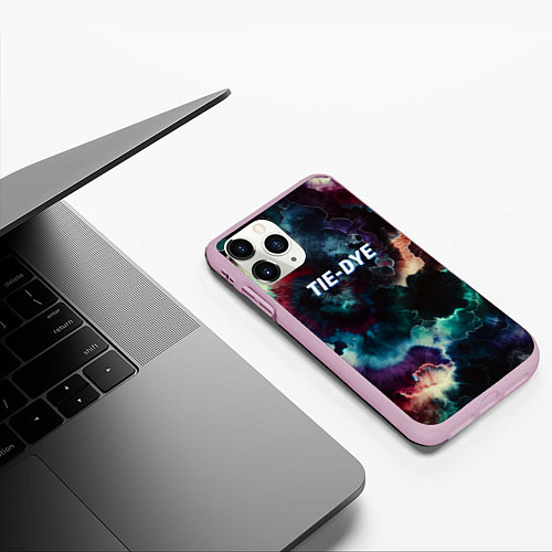 Чехол iPhone 11 Pro матовый Tie - dye / 3D-Розовый – фото 3