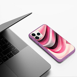 Чехол iPhone 11 Pro матовый Волны - текстура, цвет: 3D-фиолетовый — фото 2