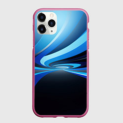 Чехол iPhone 11 Pro матовый Синие и черные волны абстракции, цвет: 3D-малиновый