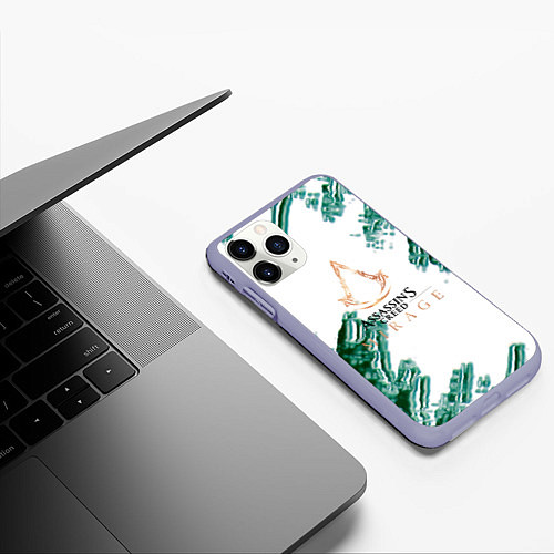 Чехол iPhone 11 Pro матовый Assasins creed mirage game pattern / 3D-Светло-сиреневый – фото 3