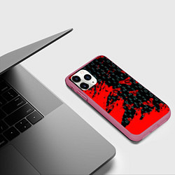 Чехол iPhone 11 Pro матовый Destiny краски надписи текстура, цвет: 3D-малиновый — фото 2