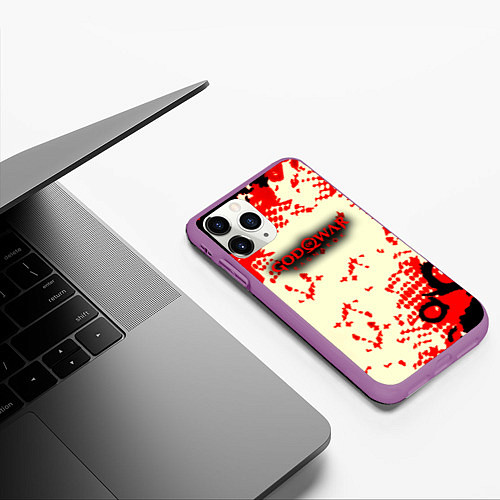 Чехол iPhone 11 Pro матовый God of war паттерн гейм / 3D-Фиолетовый – фото 3