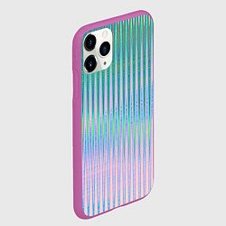 Чехол iPhone 11 Pro матовый Голографический эффект светлых тонов полос, цвет: 3D-фиолетовый — фото 2