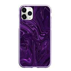 Чехол iPhone 11 Pro матовый Абстакция на темно фиолетовом, цвет: 3D-светло-сиреневый