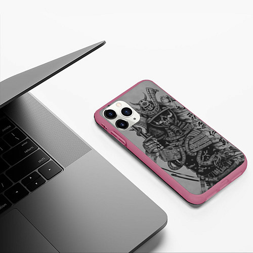 Чехол iPhone 11 Pro матовый Demonic samurai / 3D-Малиновый – фото 3