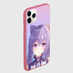 Чехол iPhone 11 Pro матовый Аниме девочка с сиреневыми волосами с ушками, цвет: 3D-малиновый — фото 2