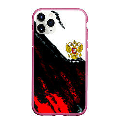 Чехол iPhone 11 Pro матовый Россия краски абстракция, цвет: 3D-малиновый