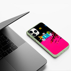 Чехол iPhone 11 Pro матовый Fall Guys kids color, цвет: 3D-салатовый — фото 2