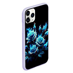 Чехол iPhone 11 Pro матовый Розы в голубом огне, цвет: 3D-светло-сиреневый — фото 2