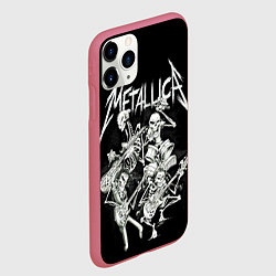 Чехол iPhone 11 Pro матовый Металлика - скелеты, цвет: 3D-малиновый — фото 2
