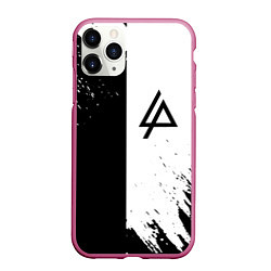 Чехол iPhone 11 Pro матовый Linkin park краски чёрнобелый, цвет: 3D-малиновый