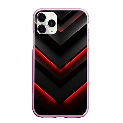 Чехол iPhone 11 Pro матовый Красное свечение на черном, цвет: 3D-розовый