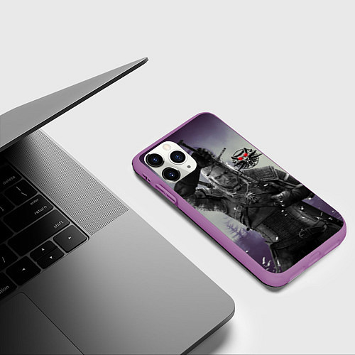 Чехол iPhone 11 Pro матовый Ведьмак на охоте / 3D-Фиолетовый – фото 3