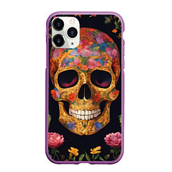 Чехол iPhone 11 Pro матовый Bright colors and skull