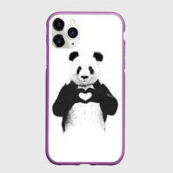 Чехол iPhone 11 Pro матовый Panda love, цвет: 3D-фиолетовый