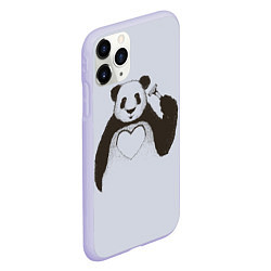 Чехол iPhone 11 Pro матовый Panda love art, цвет: 3D-светло-сиреневый — фото 2