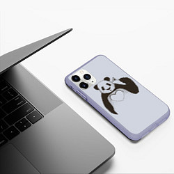 Чехол iPhone 11 Pro матовый Panda love art, цвет: 3D-светло-сиреневый — фото 2