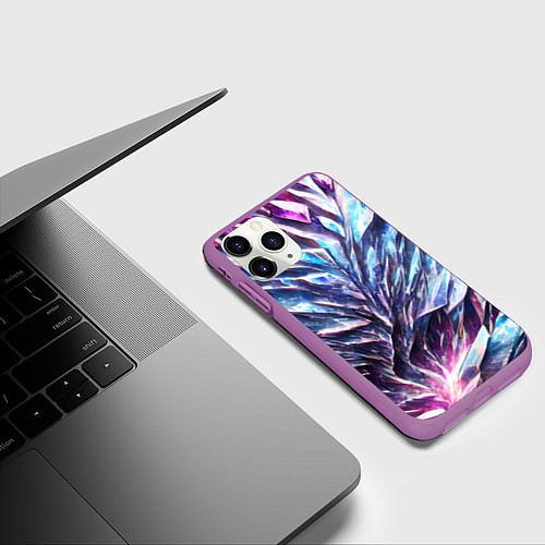 Чехол iPhone 11 Pro матовый Синий драгоценный камень / 3D-Фиолетовый – фото 3