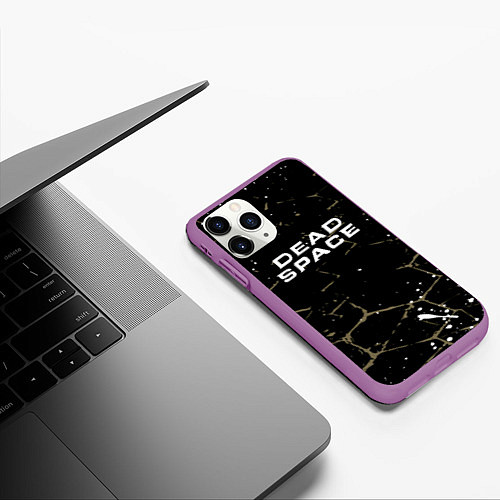 Чехол iPhone 11 Pro матовый Dead space текстура / 3D-Фиолетовый – фото 3