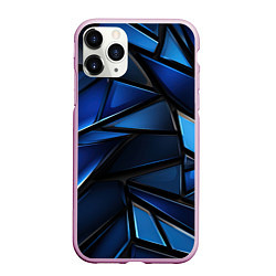 Чехол iPhone 11 Pro матовый Синие объемные геометрические объекты, цвет: 3D-розовый