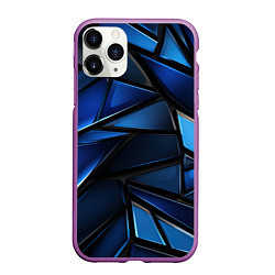 Чехол iPhone 11 Pro матовый Синие объемные геометрические объекты, цвет: 3D-фиолетовый