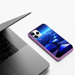 Чехол iPhone 11 Pro матовый Синие объемные блестящие плиты, цвет: 3D-фиолетовый — фото 2