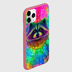 Чехол iPhone 11 Pro матовый Цветной енот, цвет: 3D-малиновый — фото 2