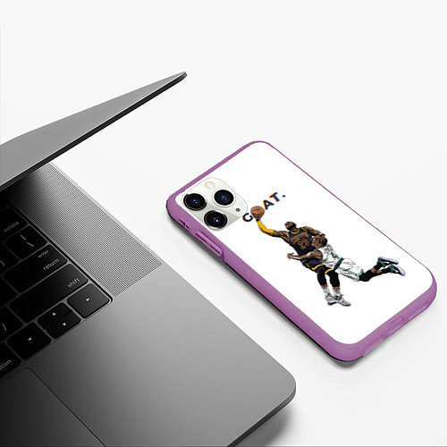 Чехол iPhone 11 Pro матовый Goat 23 - LeBron James / 3D-Фиолетовый – фото 3