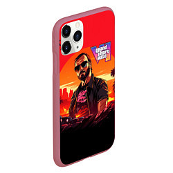 Чехол iPhone 11 Pro матовый GTA 6 logo персонаж, цвет: 3D-малиновый — фото 2