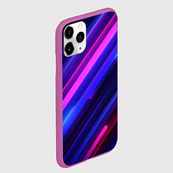 Чехол iPhone 11 Pro матовый Неоновые яркие абстрактные полосы, цвет: 3D-фиолетовый — фото 2