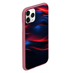 Чехол iPhone 11 Pro матовый Красно-синие полосы, цвет: 3D-малиновый — фото 2