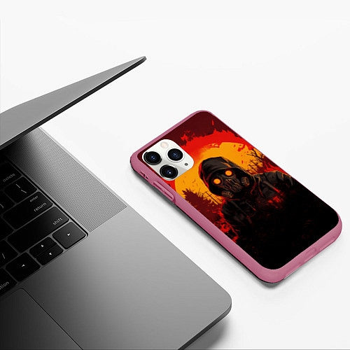 Чехол iPhone 11 Pro матовый Stalker 2 fire ghost / 3D-Малиновый – фото 3