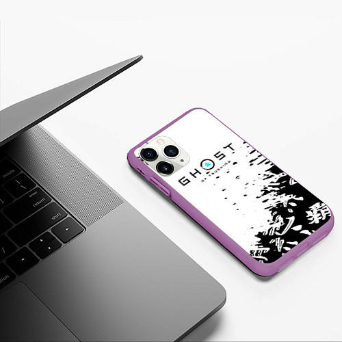 Чехол iPhone 11 Pro матовый Ghost of Tsushima текстура samurai / 3D-Фиолетовый – фото 3