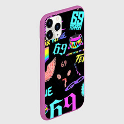 Чехол iPhone 11 Pro матовый 6ix9ine logo rap bend, цвет: 3D-фиолетовый — фото 2