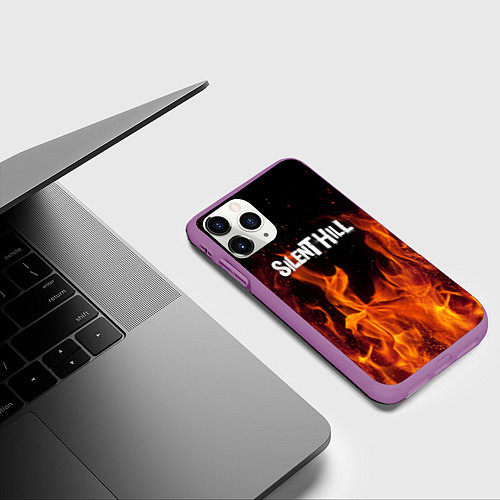 Чехол iPhone 11 Pro матовый Silent hill огонь / 3D-Фиолетовый – фото 3