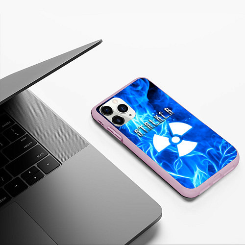 Чехол iPhone 11 Pro матовый Stalker голубой огонь припяти / 3D-Розовый – фото 3
