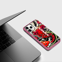 Чехол iPhone 11 Pro матовый Samurai татуировки, цвет: 3D-малиновый — фото 2