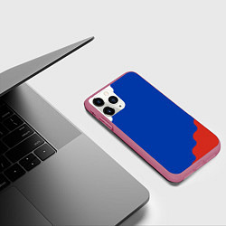 Чехол iPhone 11 Pro матовый Триколор диагональный волнистый, цвет: 3D-малиновый — фото 2