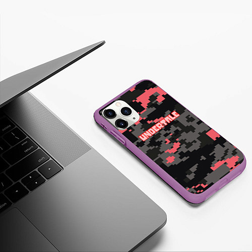 Чехол iPhone 11 Pro матовый Undertale текстура гейм / 3D-Фиолетовый – фото 3