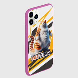 Чехол iPhone 11 Pro матовый Рыжий большой котзилла-годзилла, цвет: 3D-фиолетовый — фото 2