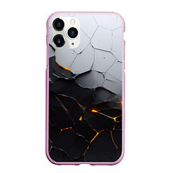 Чехол iPhone 11 Pro матовый Неоновые трещины, цвет: 3D-розовый