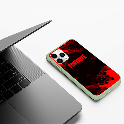 Чехол iPhone 11 Pro матовый Fortnite game colors red / 3D-Салатовый – фото 3