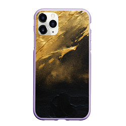 Чехол iPhone 11 Pro матовый Золотое напыление на черном, цвет: 3D-светло-сиреневый