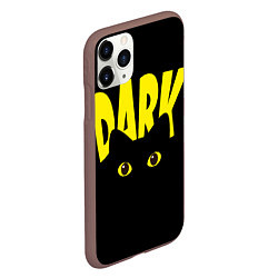 Чехол iPhone 11 Pro матовый Dark cat eyes - черный кот, цвет: 3D-коричневый — фото 2