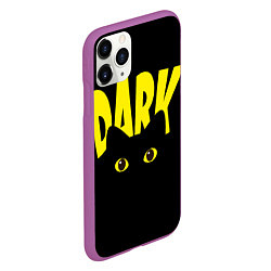 Чехол iPhone 11 Pro матовый Dark cat eyes - черный кот, цвет: 3D-фиолетовый — фото 2