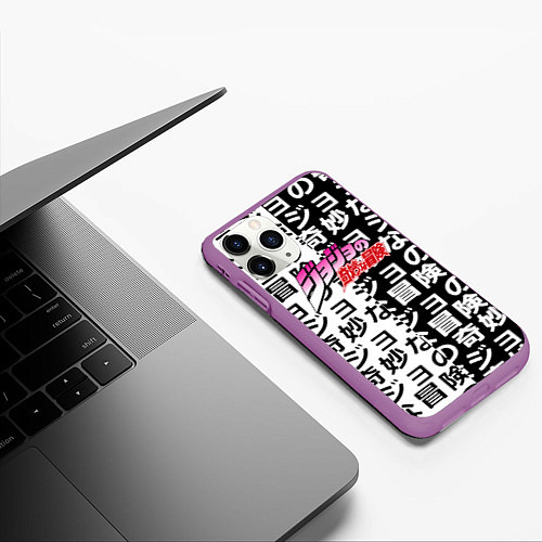 Чехол iPhone 11 Pro матовый Jojo anime pattern / 3D-Фиолетовый – фото 3