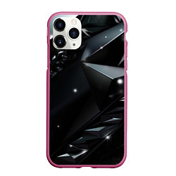 Чехол iPhone 11 Pro матовый Black luxury abstract, цвет: 3D-малиновый