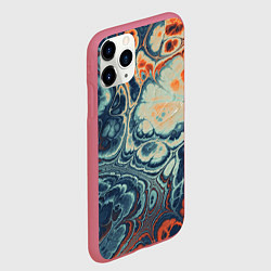 Чехол iPhone 11 Pro матовый Абстрактный разноцветный узор, цвет: 3D-малиновый — фото 2